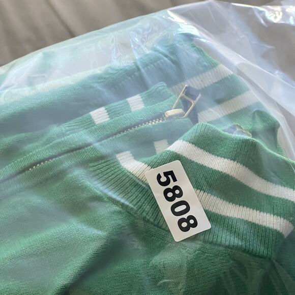 Sid Mashburn Sweater Cardigan Mens XL Green Stripe Full Zip Knit Cotton Track - Picture 14 of 14